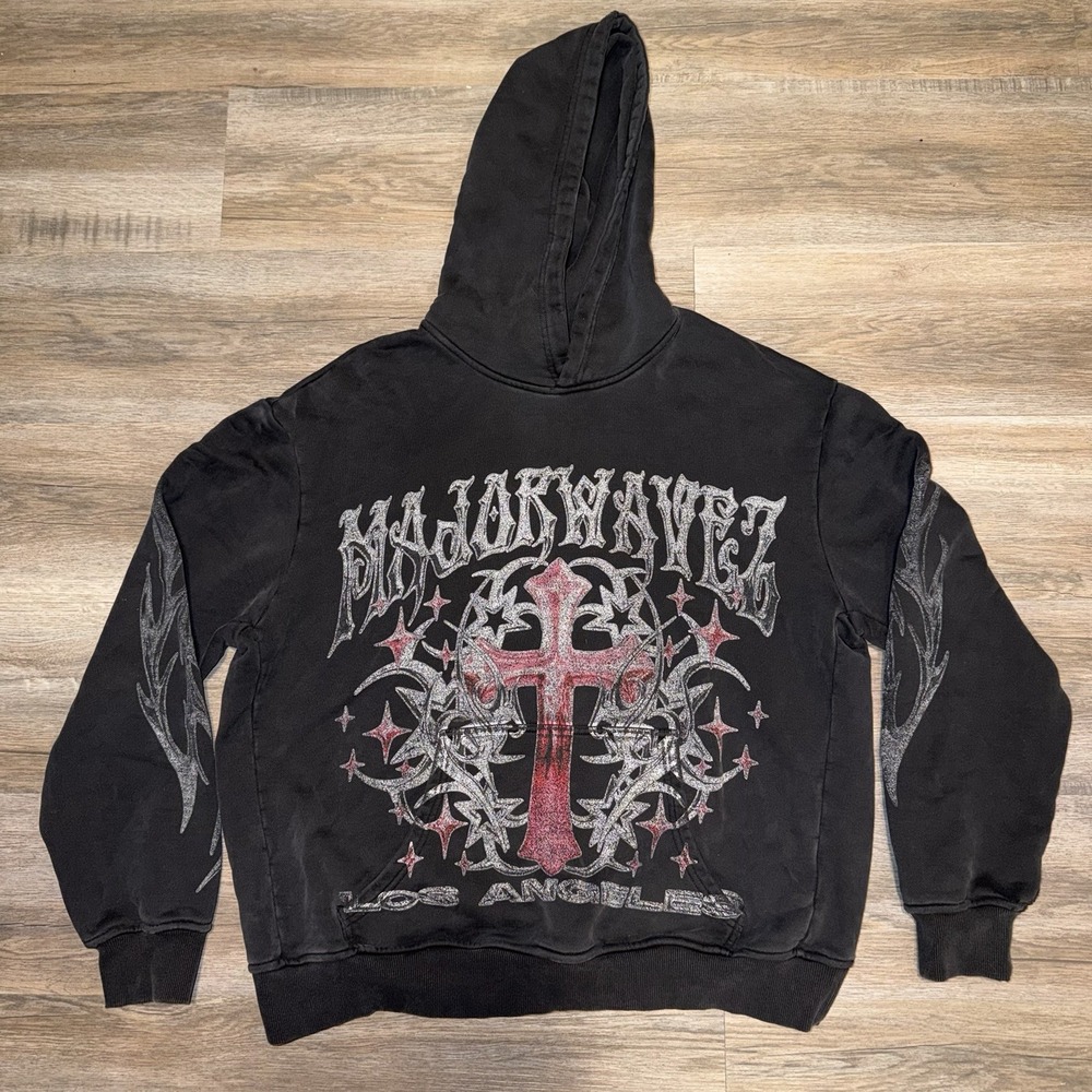 Avana x Majorwavez Hoodie Sweatshirt Cali Brand Major Wavezlab Mens Medium Stone